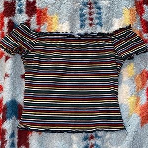 Charlotte Russe multi-color stripped off the shoulder top size- S